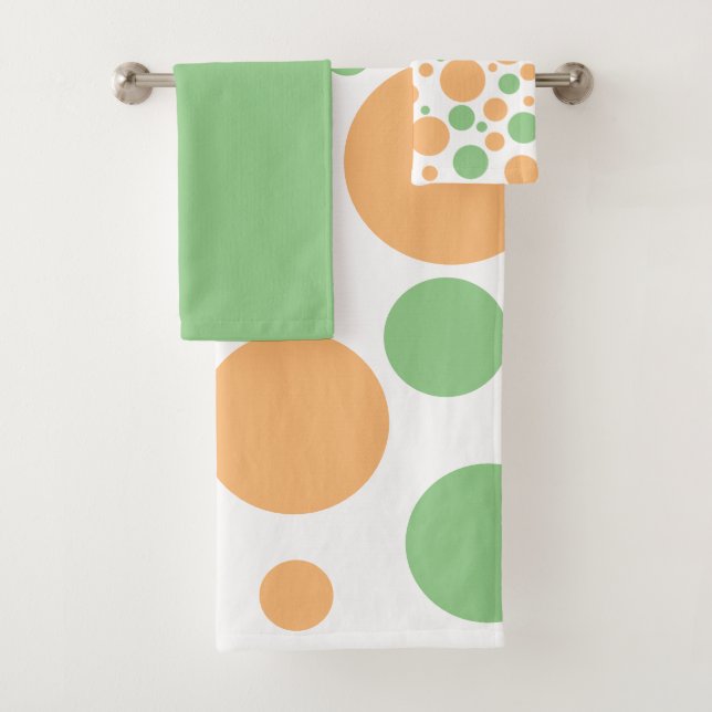 Orange geometrische Polka-Punkte der Seite Badhandtuch Set (Insitu)