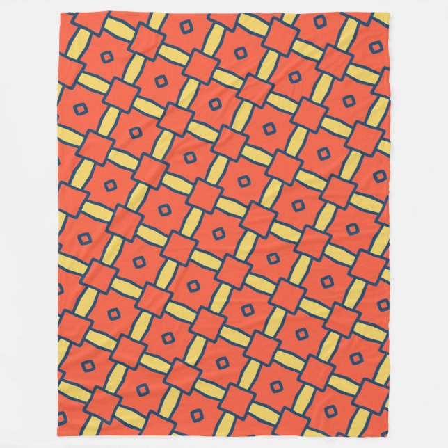 Orange Geometrisches Abstraktes Muster Fleecedecke (Vorderseite)