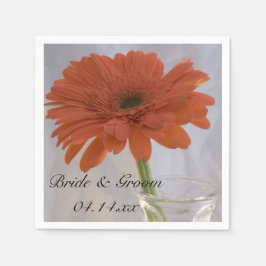 Orange Gerber Daisy in Vase Wedding Serviette