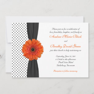 Orange Gerber Daisy Polka Dot Faire-part de mariag