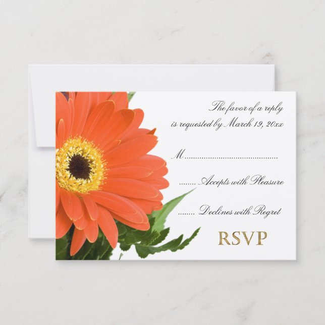 Orange Gerber Wedding RSVP Karte (Vorderseite)
