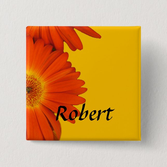 orange gerbera daisy Blume Knöpfe. Button (Vorderseite)