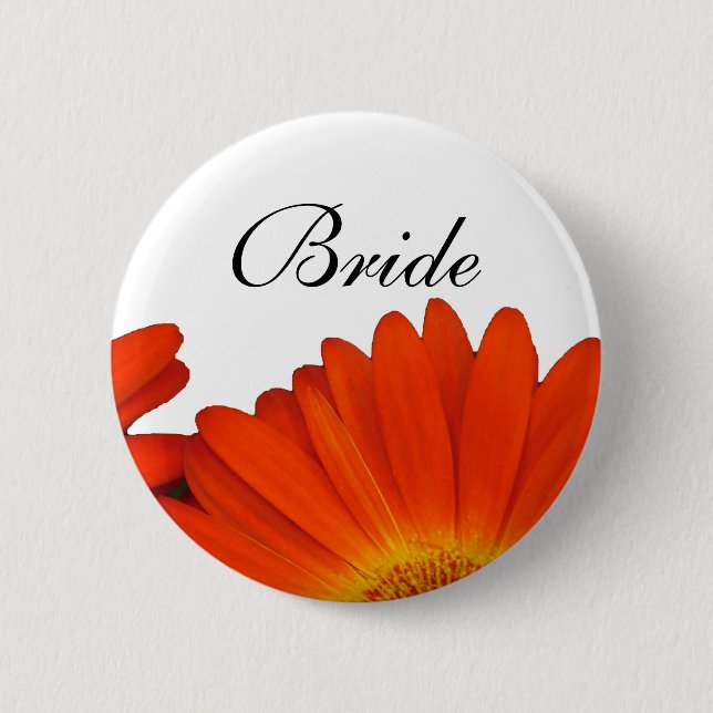 orange Gerbera-Daisy-Blumenknöpfe Button (Vorderseite)