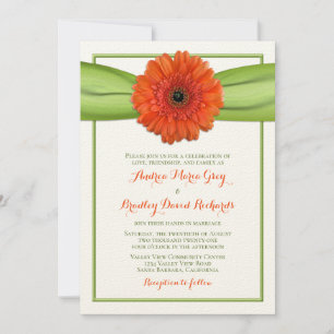 Orange Gerbera Daisy Green Wedding Einladung