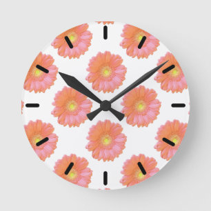 Orange gerbera daisy runde wanduhr