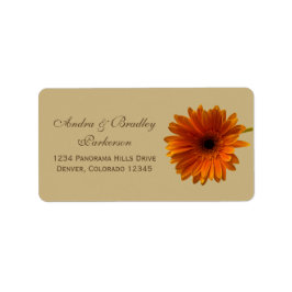 Orange Gerbera Daisy Tan Wedding Address Labels Adressaufkleber