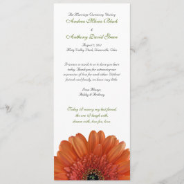 Orange Gerbera Daisy Wedding Program Programm