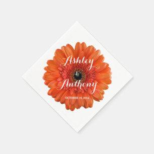 Orange Gerbera Gerber Daisy Personalisiert Wedding Serviette