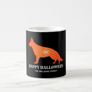 Orange German Shepherd Happy Halloween Familiennam Kaffeetasse