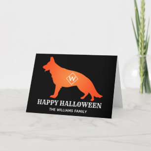 Orange German Shepherd Happy Halloween Familiennam Karte