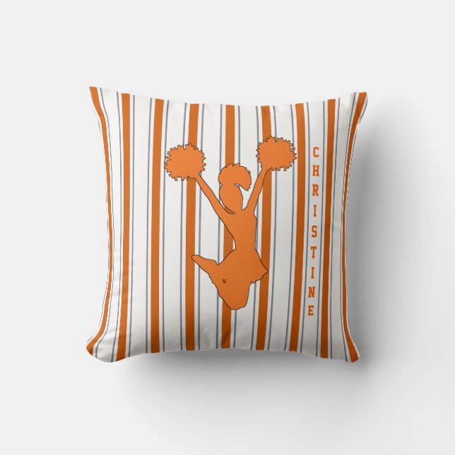 Orange gestreiftes Cheerleader-Kissen Kissen (Vorderseite)