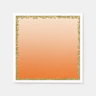 Orange getauchter Gold Glitter Glam Sparkle Party Serviette
