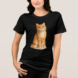 Orange getigerte Katzen-Cliparts Tri-Blend Shirt