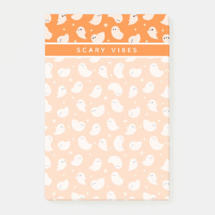 Orange Ghost Doodle Muster Post-it Klebezettel