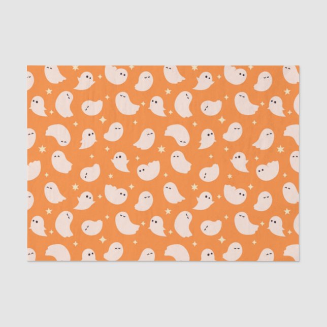 Orange Ghost Doodle Muster Seidenpapier (Vorderseite)
