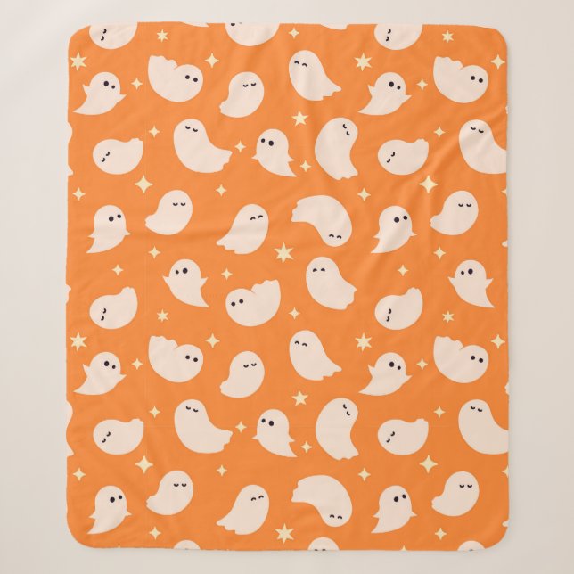 Orange Ghost Doodle Muster Sherpadecke (Vorderseite)