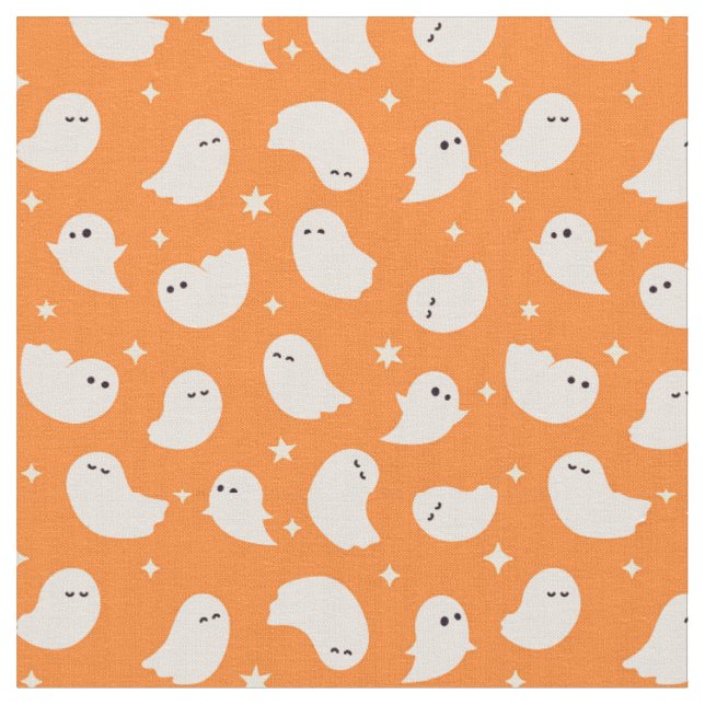 Orange Ghost Doodle Muster Stoff (Nahaufnahme)