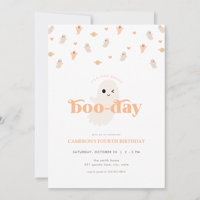 Orange Ghost Halloween Anniversaire Invitation (Devant)