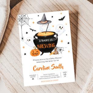 Orange Ghost Halloween Baby Brewing Baby Shower Einladung