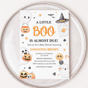 Orange Ghost Halloween Little Boo Baby Dusche Einladung
