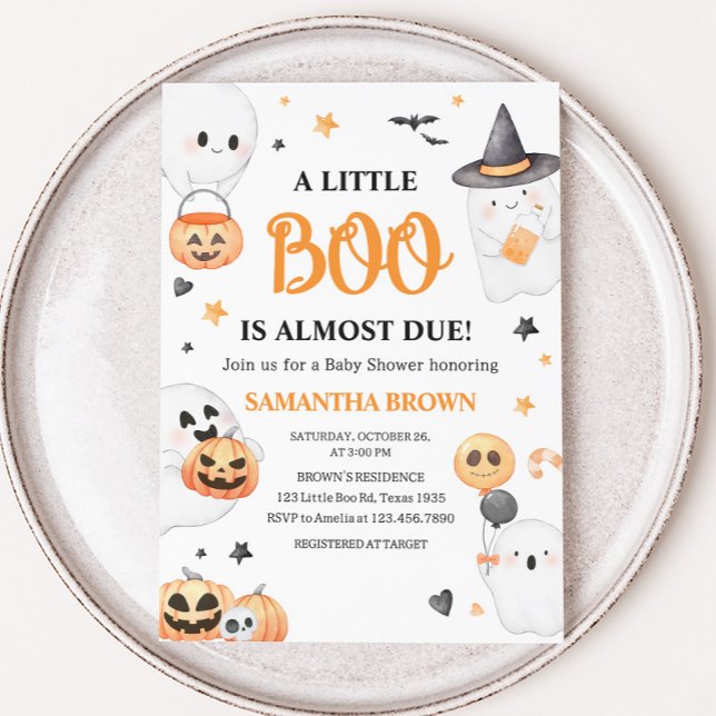 Orange Ghost Halloween Little Boo Baby Dusche Einladung (A Little Boo Baby Shower Invitation
)