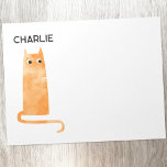 Orange Ginger Cat Personalisiert Notizblock<br><div class="desc">Mit einer lustigen Aquarellorange oder Ingwerkatze,  perfekt für Tierfreunde. Ändern Sie den Namen,  um ihn zu personalisieren. Originelle Kunst von Nic Squirrell.</div>