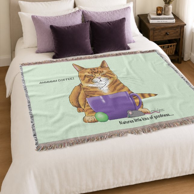 Orange Ginger Coffee Cat Funny Decke (Von Creator hochgeladen)