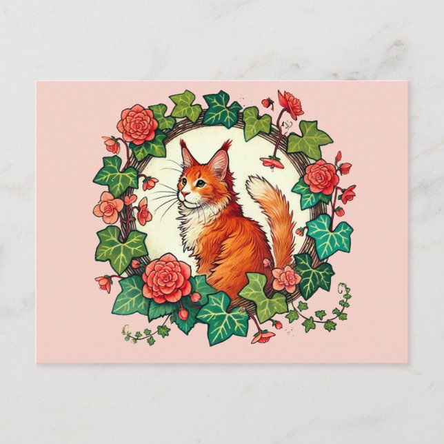 Orange Ginger Maine Coon Cat Postkarte (Vorderseite)