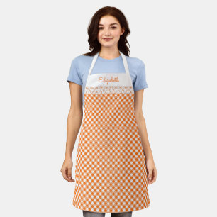 Orange Gingham All-Over Print Schürze