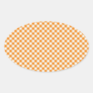Orange Gingham Background Oval Sticker