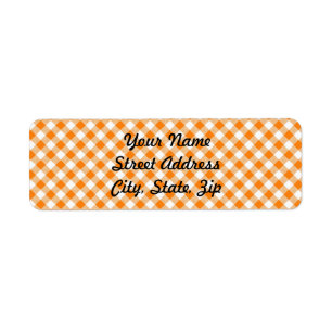 Orange Gingham Background Rücksendeadresse Sticker