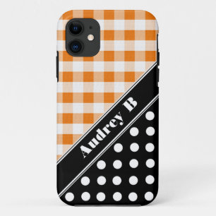 Orange Gingham Black Polka Dot iPhone 5 Fall Case-Mate iPhone Hülle