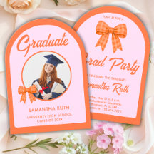 Orange Gingham-Bogen-Foto-Abschlussfeier