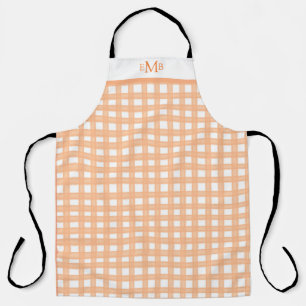 Orange Gingham Custom Monogram Initials Schürze