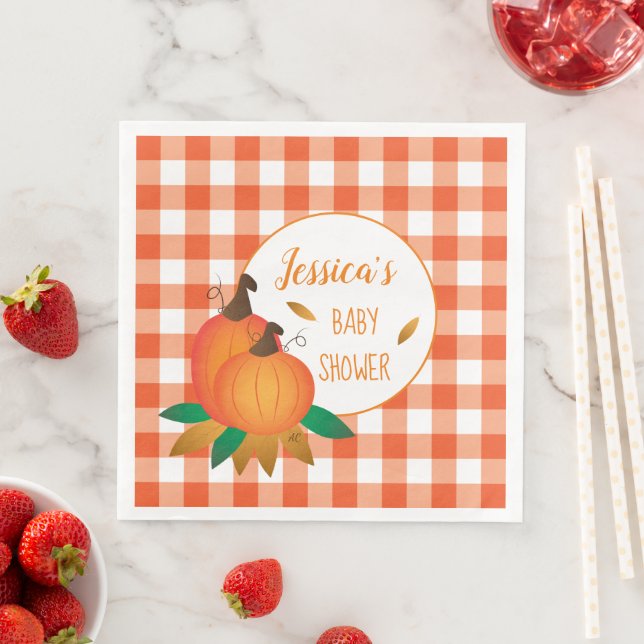 Orange Gingham Fall Baby Duschpapier Napkins Serviette (Beispiel)