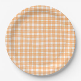 Orange Gingham Fall Pappteller