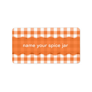 Orange Gingham-karierter Entwurfs-Küchen-Aufkleber Adressaufkleber