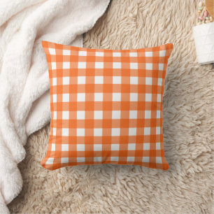 Orange Gingham Karo Kissen