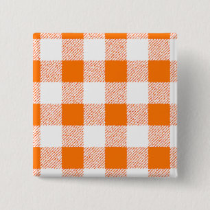 Orange Gingham Karo Pattern Button