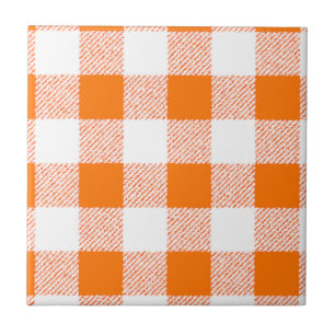 Orange Gingham Karo Pattern Fliese