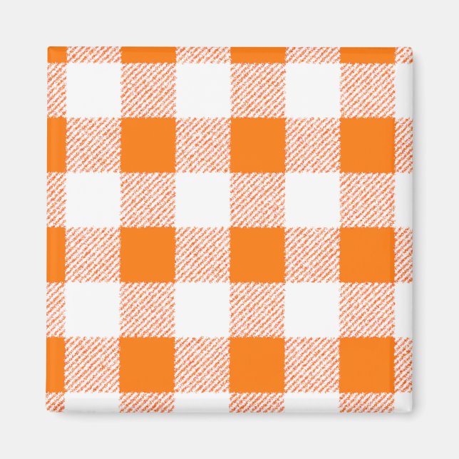 Orange Gingham Karo Pattern Magnet (Vorne)