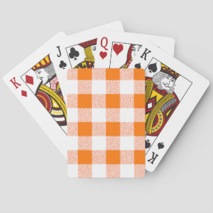 Orange Gingham Karo Pattern Spielkarten