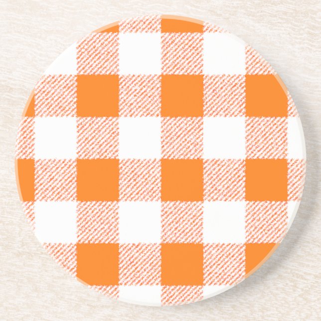 Orange Gingham Karo Pattern Untersetzer (Vorne)