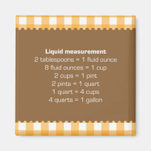 Orange Gingham Liquid Measurement Chart Küchenhelf Magnet