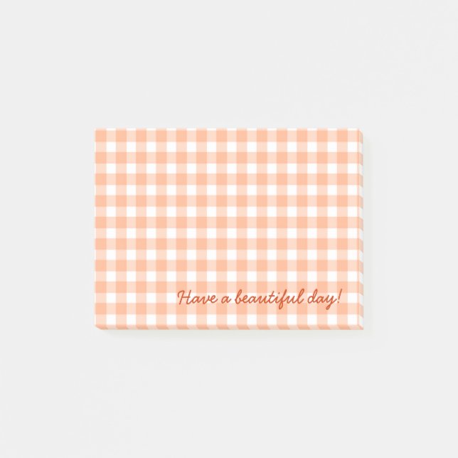 orange-gingham-notizen post-it klebezettel (Vorderseite)