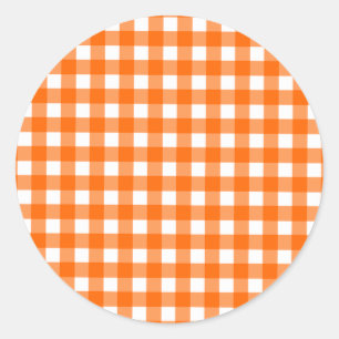 Orange Gingham Pattern Runder Aufkleber
