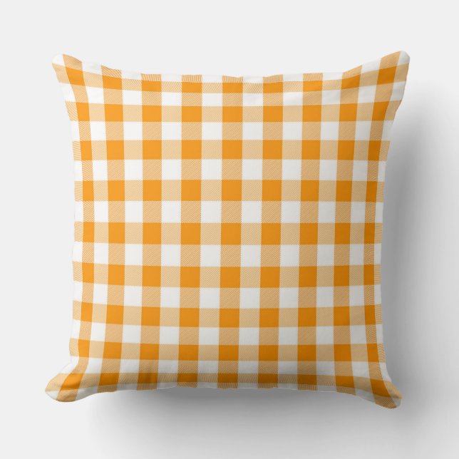 Orange Gingham Pattern Throw Kissen (Vorderseite)