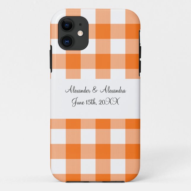 Orange Gingham Patterns-Gastgeschenke Hochzeiten Case-Mate iPhone Hülle (Rückseite)