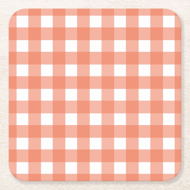 Orange Gingham Rechteckiger Pappuntersetzer (Vorderseite)