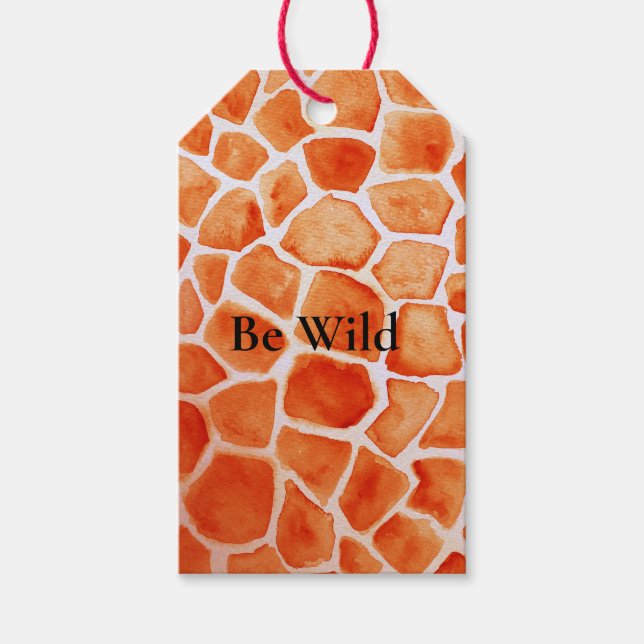 Orange Giraffe Animal Print Geschenkanhänger (Vorderseite)
